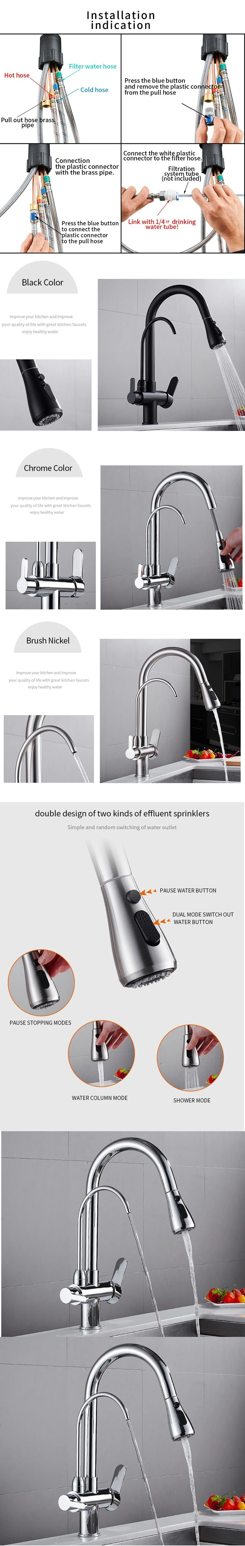 Kitchen Faucet Black with Pull Down Sprayer, Commercial Kitchen Sink Faucet Single Handle Utility Sink Faucet Single Hole