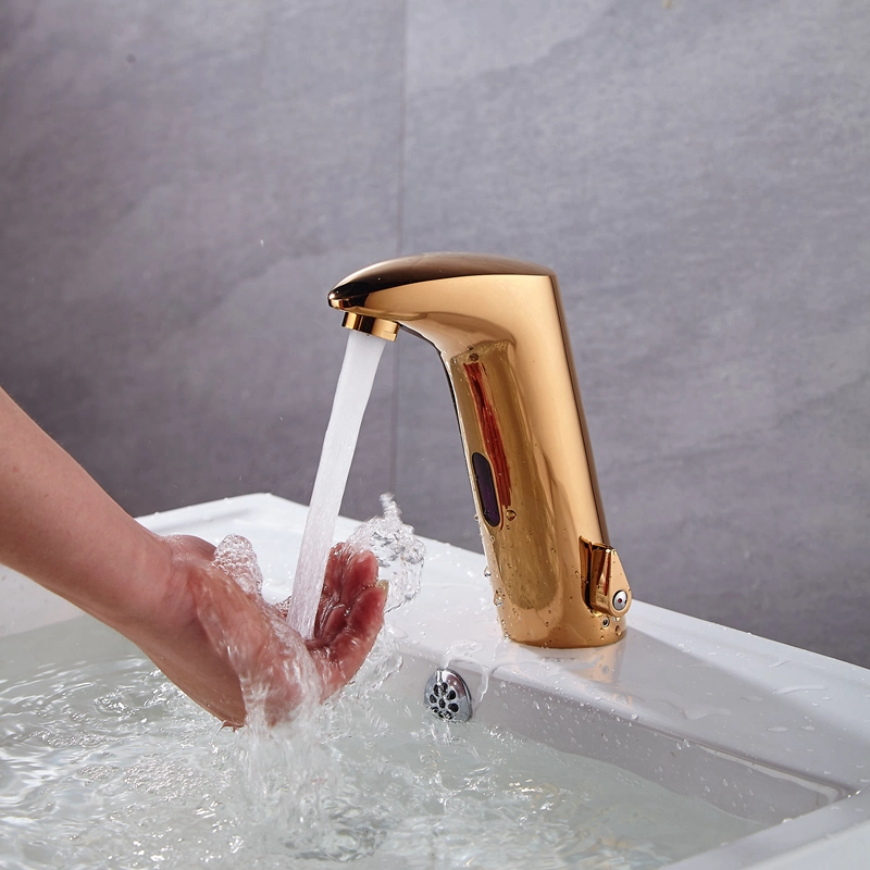 Factory Bathroom Touchless Auto Brass Infrared Sensor Water Electric Faucet Taps Automatic Faucet Rose Gold Color