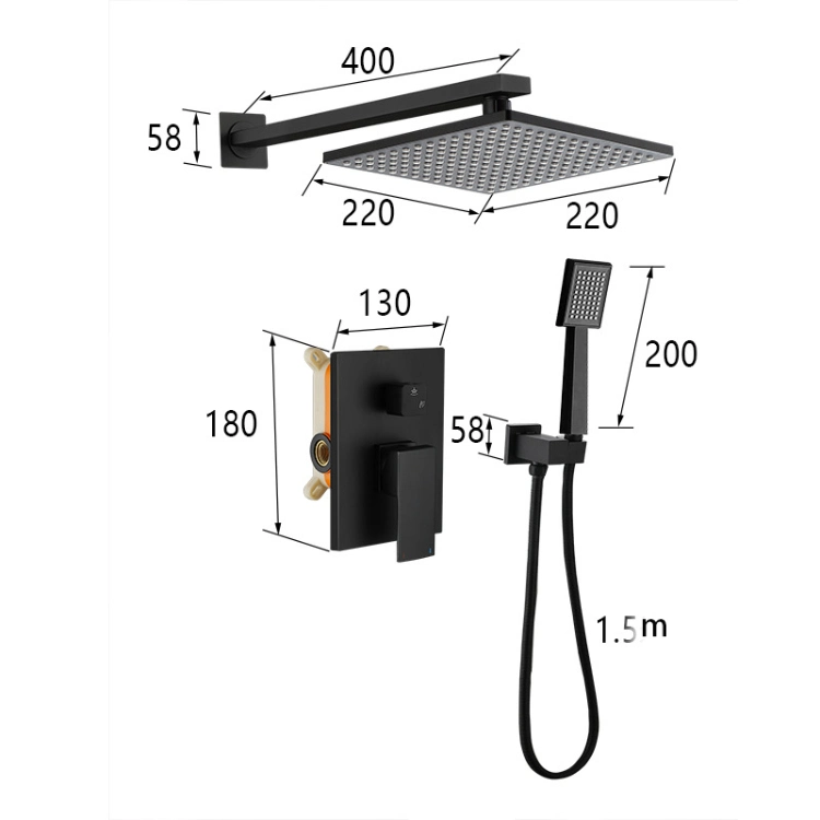 700-8 Square Into The Wall Type Hotel Sprinkler Embedded Box American Shower Head