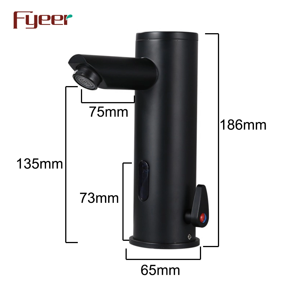 Fyeer Single Handle DC Power Matte Black Touchless Bathroom Automatic Sensor Faucet