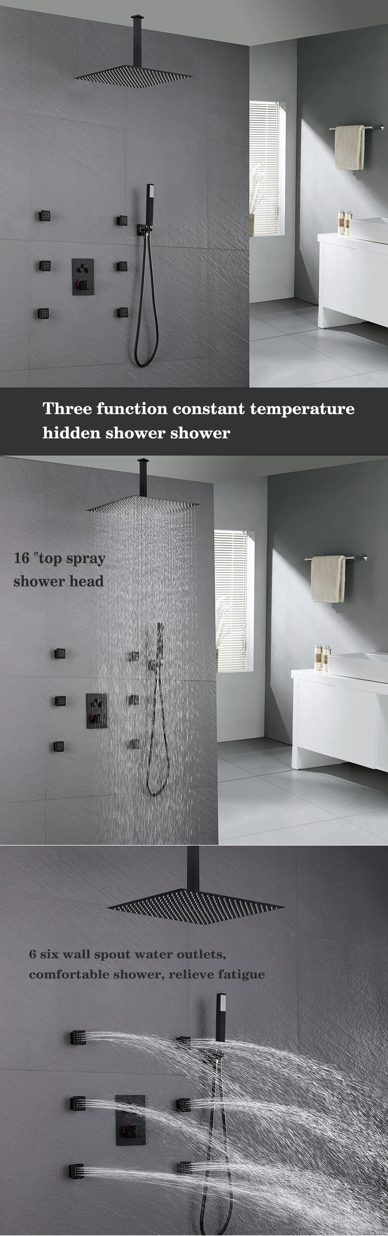 Europe in Wall Mounted Bathroom Concealed Thermostatic Shower Mixer Set Faucet