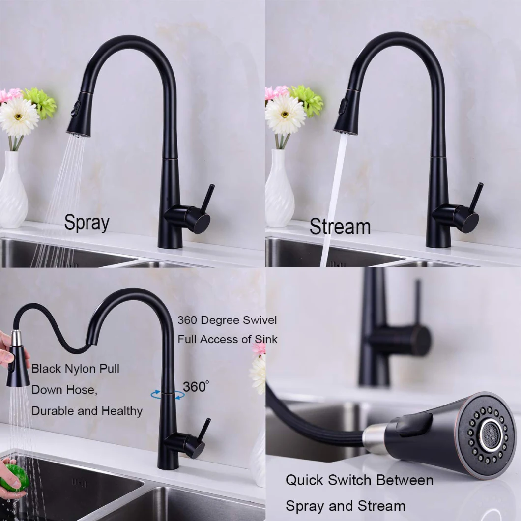 Manufacturer Cupc Lead Free Brass NSF 61-9 Single Handle Water Mixer Tap Pull Down Kitchen Faucet