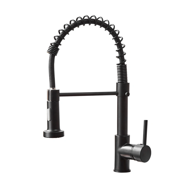 Deck Mounted Mixer Tap Matte Black Kitchen Faucet 360 Degree Rotation Sprayer Hot Cold Faucet