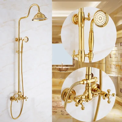 Ensemble de pommeau de douche de luxe avec système de pulvérisation de douche doré rose doré